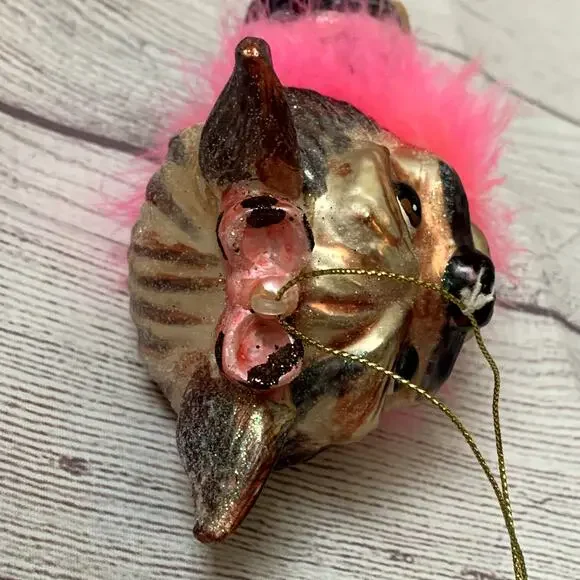 Yorkshire Terrier Dog Glass Christmas Tree Ornament Ballerina Feather Boa Yorkie - Picture 9 of 16